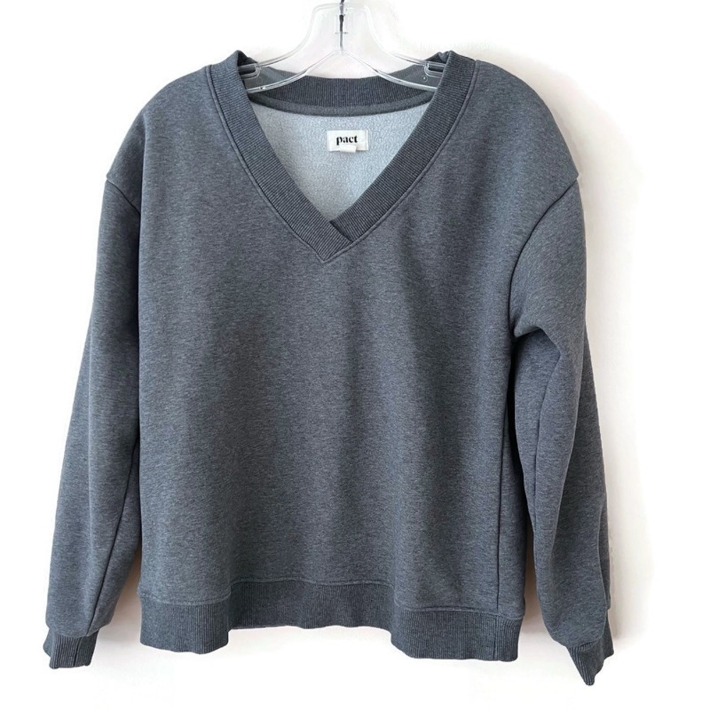 Pact Gray V-Neck Sweatshirt